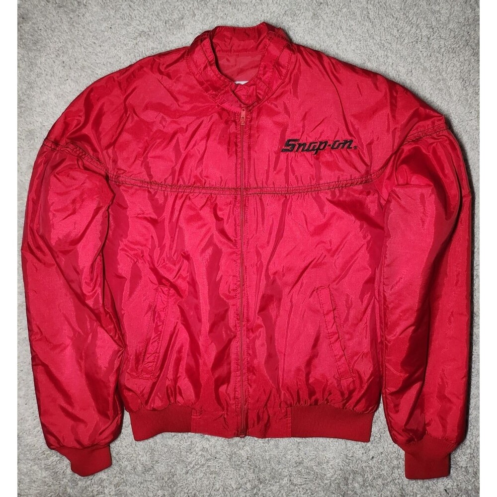 Vintage Snap-On Tools Men’s Windbreaker Jacket Red Nylon USA Made Size M VTG
